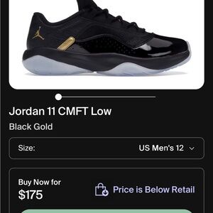 Jordan 11 CMFT Low Black with Gold Highlights